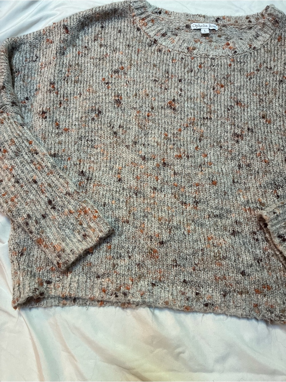 Ophelia Roe Women’s Cozy Cream Speckled Knit Sweater Size Large - Picture 7 of 7